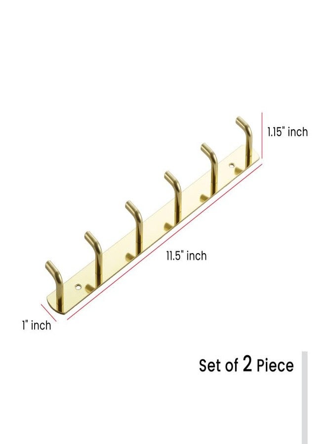 iSTAR Stainless Steel 6 Pin Bath Towel Hooks | Durable Rust Resistant Hook Organizer Rail | Wall Mounted Multipurpose Hanger for Bathroom, Kitchen, Clothes, Towels, Keys and Bath Robe (Set of 2, Gold) - Image 5